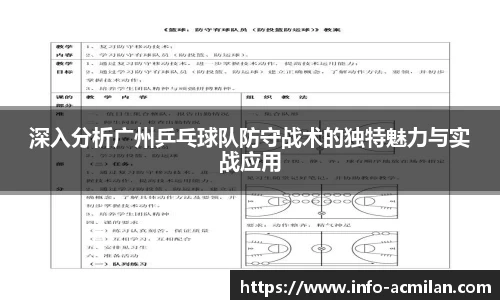 深入分析广州乒乓球队防守战术的独特魅力与实战应用
